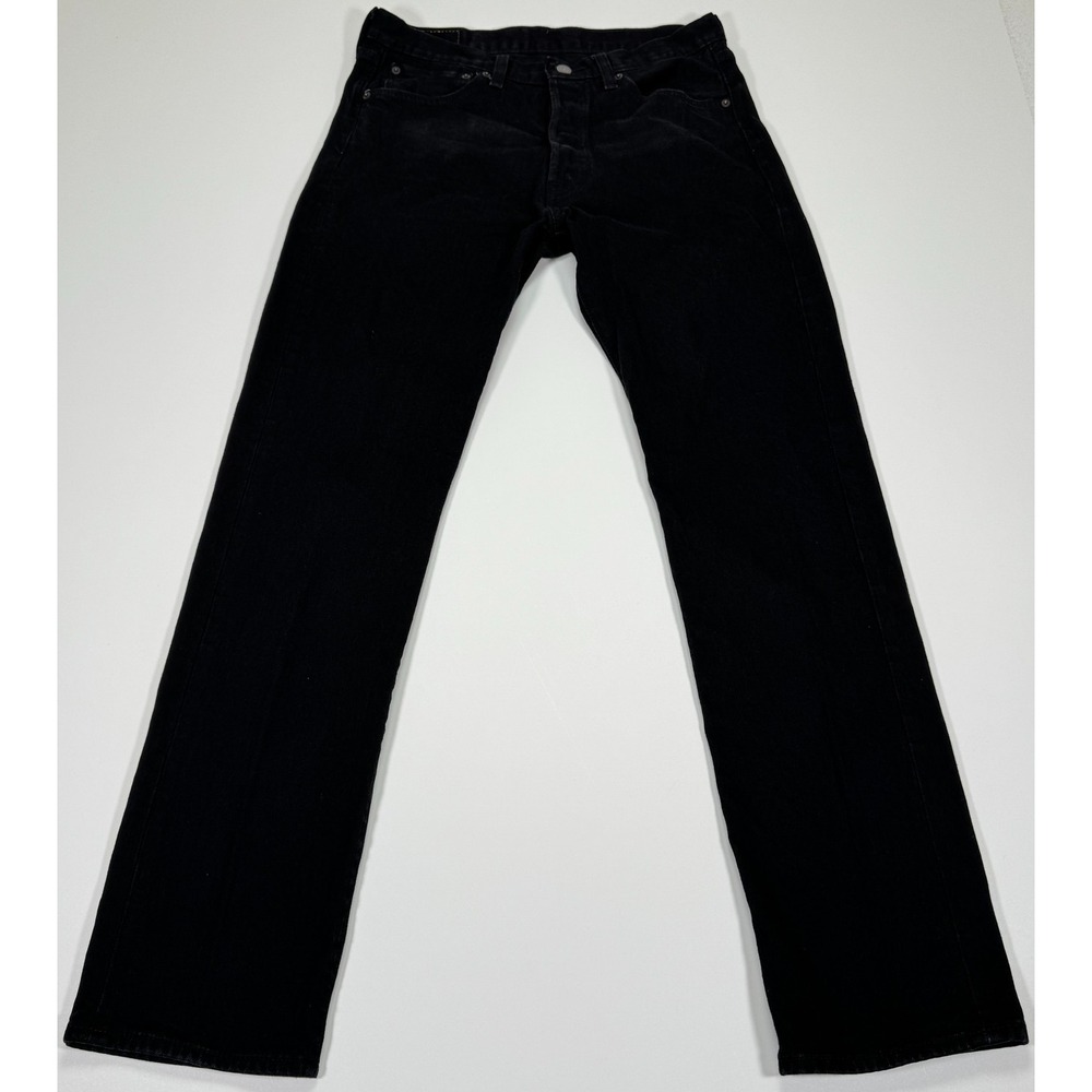 Levis 501 Mens Jeans 33x34 Black Straight Leg Button Fly Denim Classic Casual - Picture 5 of 15